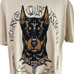 Left Point Mens Dark Future Doberman Rhinestone T-Shirt Sz XL Streetwear Skater